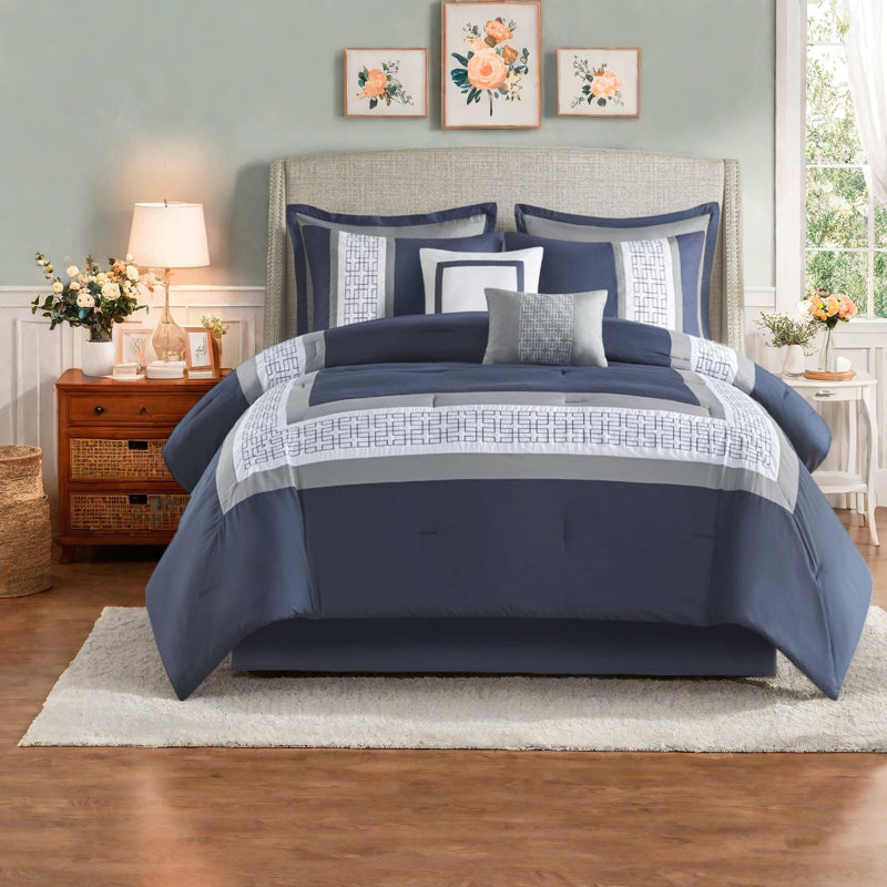 Ensemble de literie pour très grand lit en polyester, style maison moderne brodé