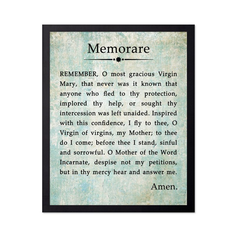 Memorare Prayer, Black Framed, Poster, 16"H x 20"W