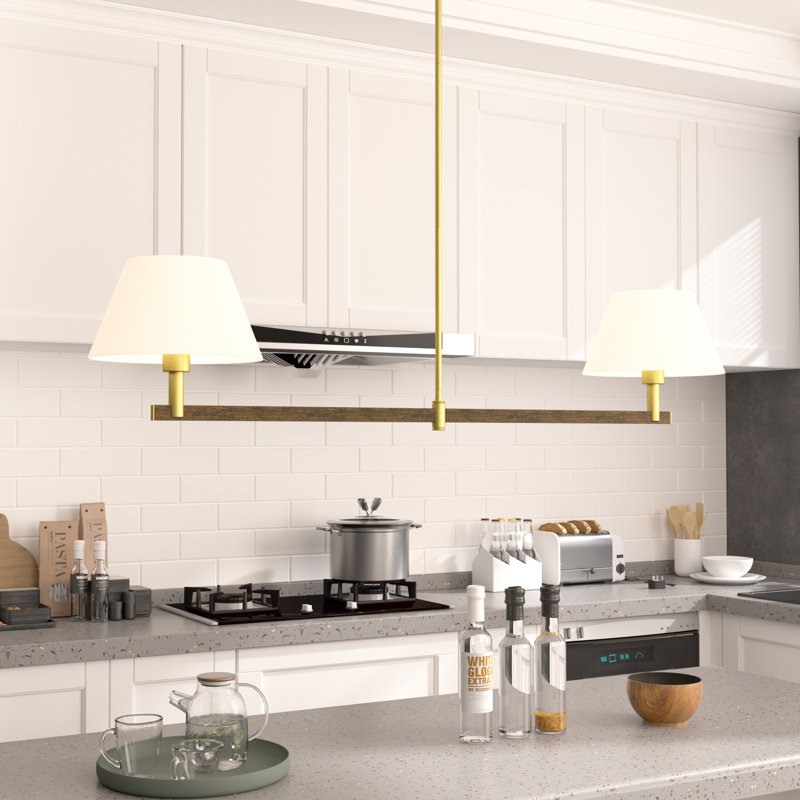 Lustre avec abat-jour 2 lumières Nwamah, Blanc
