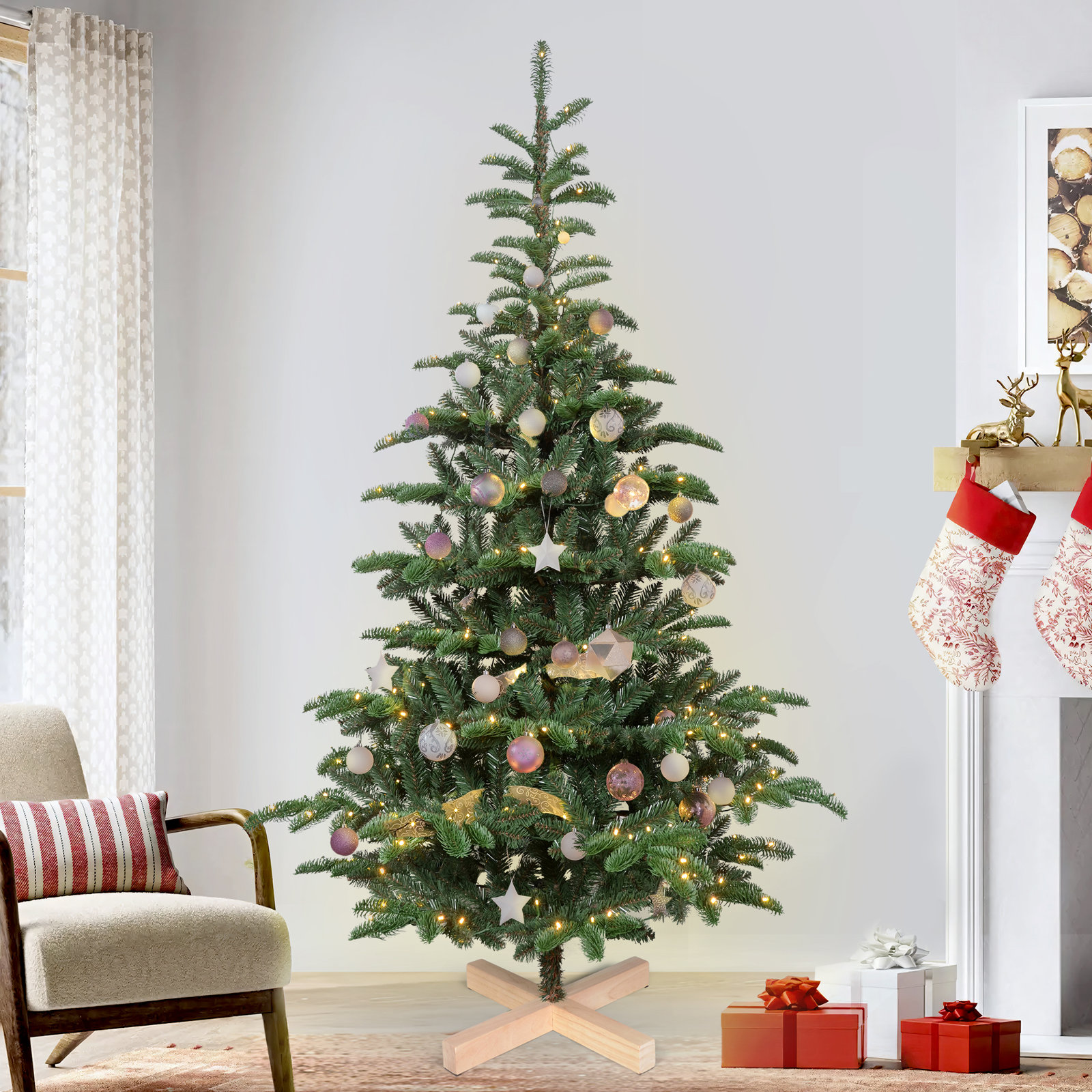 8' Pre-Lit Spruce Christmas Tree, 8ft