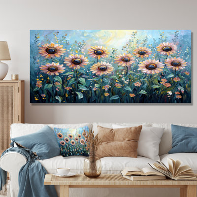 Dotha Spring Symphony Of Blue Sunflowers I - Sunflowers Wall Art for Living Room