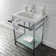 Ceramic Rectangular Console Bathroom Sink with Overflow