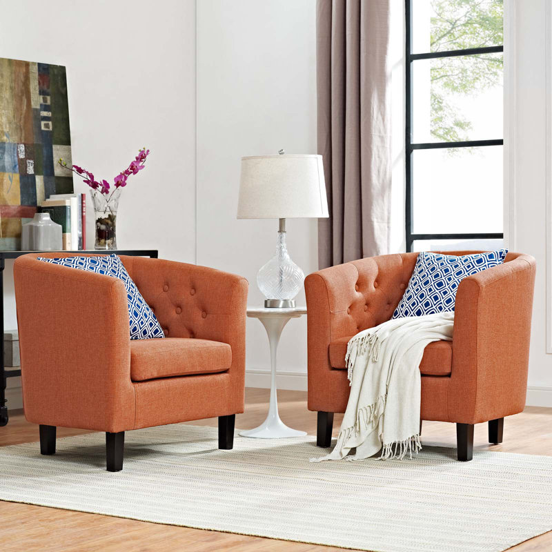 Modway Prospect Upholstered Fabric Armchair Set, Orange