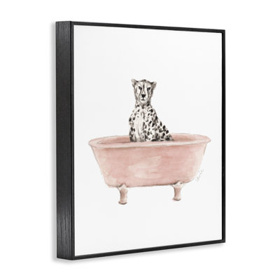 Guépard dans une baignoire rose, estampe numérique, design par Lanie Loreth
