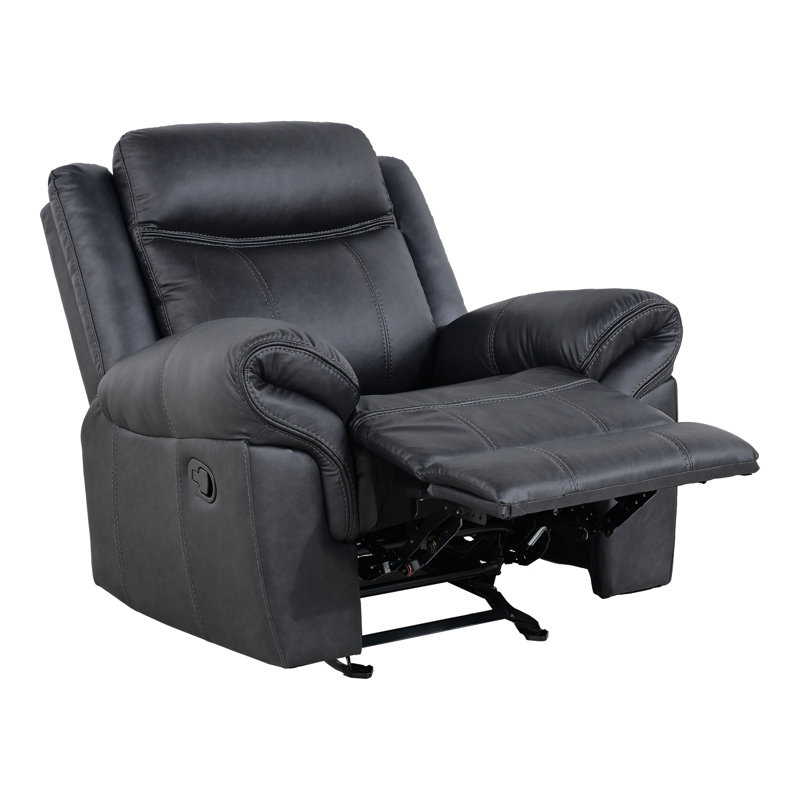 Ensemble de canapé inclinable et oscillant 3 pièces Caenas, 3 pièces: 1 canapé, 1 causeuse, 1 fauteuil, Noir