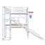 Lit mezzanine double en métal avec bureau intégré, garde-robe ouverte, panier de basketball, glissade et escalier-1123278151