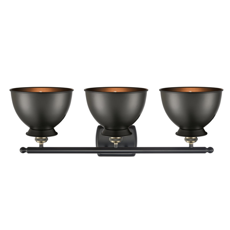 Éclairage pour meuble-lavabo à intensité variable 3 lumières Erastus, Ampoule incandescente rétro de 60 watts, Noir mat