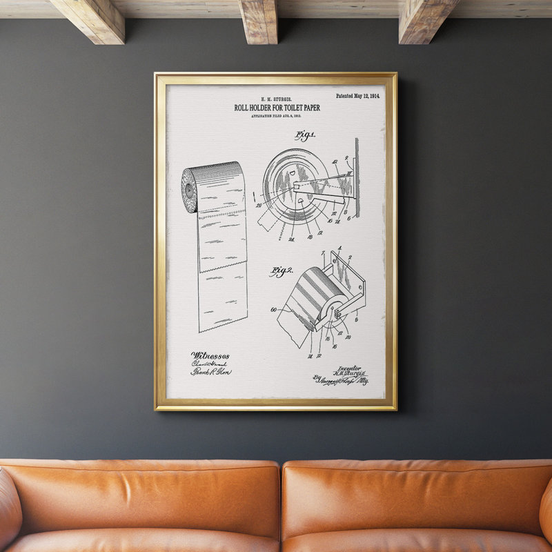 Toile de papier hygiénique de qualité supérieure brevetée III - prête à être accrochée, Cadre doré