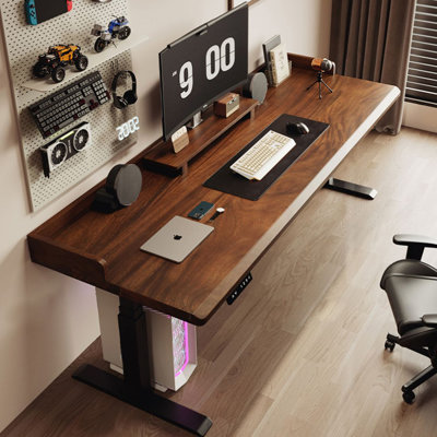 Solid wood electric height-adjustable desk