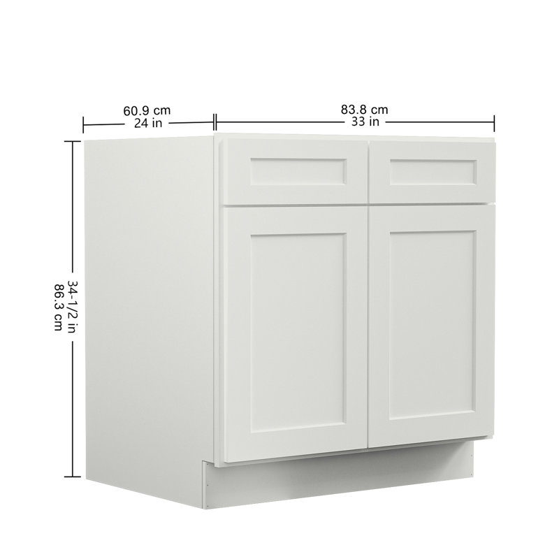 Base d'armoire de cuisine en contreplaqué gris, 33 po x 24 po x 34,5 po, base spacieuse, fonction silencieuse