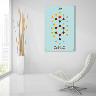 «Gin Molecule», art mural en verre acrylique, 12 po x 16 po