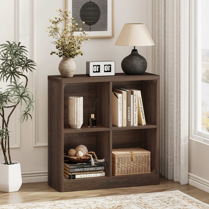 Guinna 4 Cube Bookcase, Dark Walnut