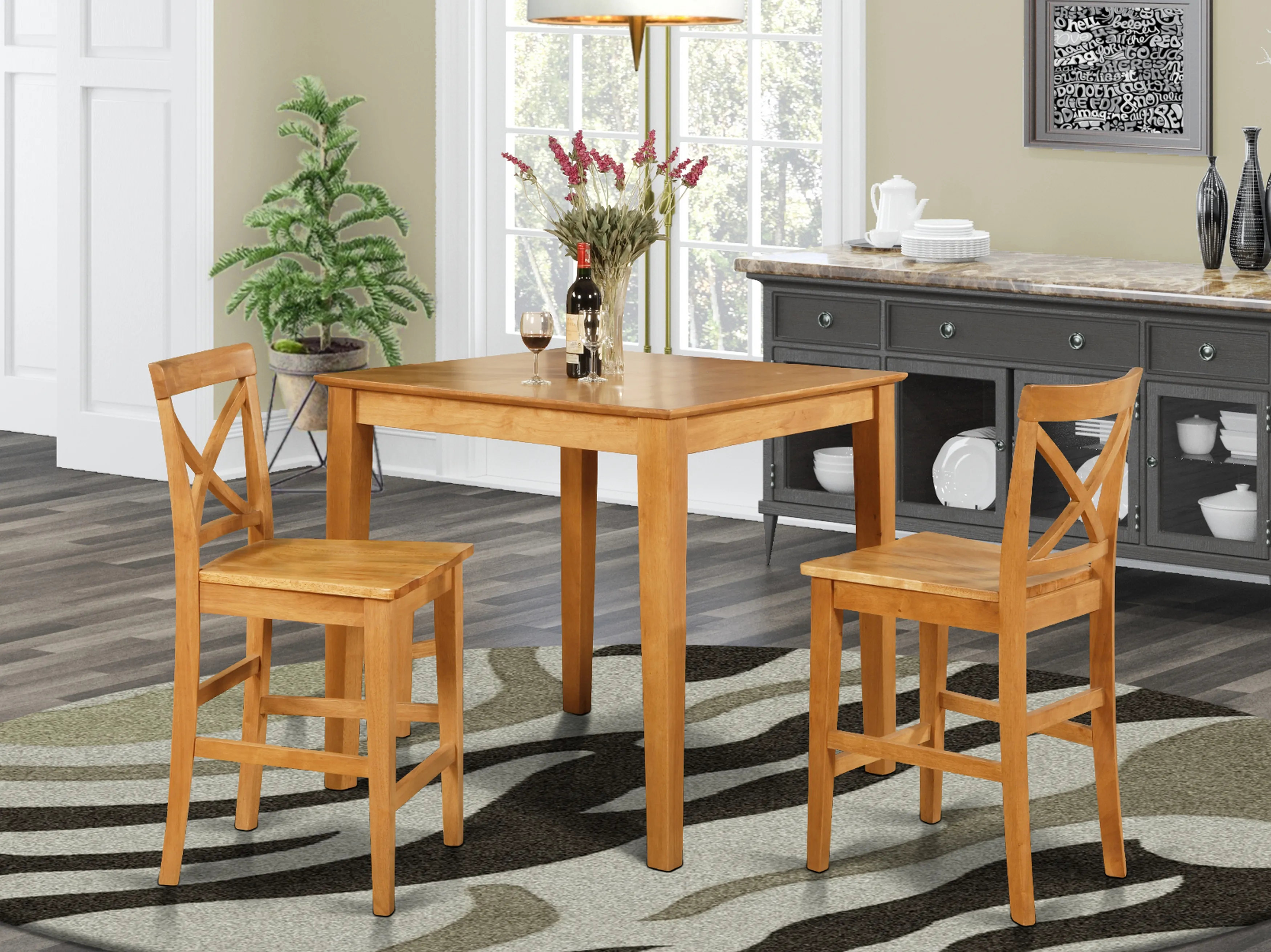 Rosalind Wheeler Flournoy 3 - Piece Counter Height Solid Wood ...