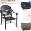 Chaises de salle à manger de patio, fonte d'aluminium 4 pièces, noir, avec coussins
