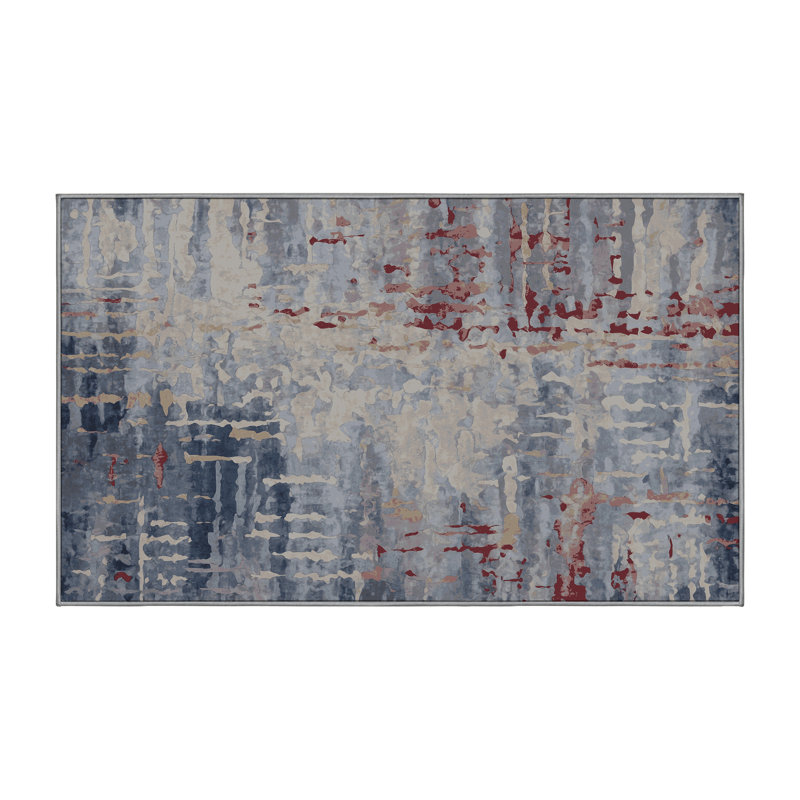 Tapis gris soyeux et moelleux, Rectangle 2 pi x 3 pi