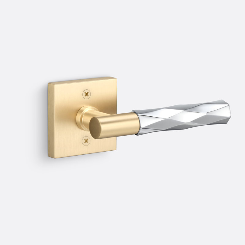 Aspra Square Dummy Rosette, Vertex Grip, Satin Brass/Satin Nickel, Single Dummy