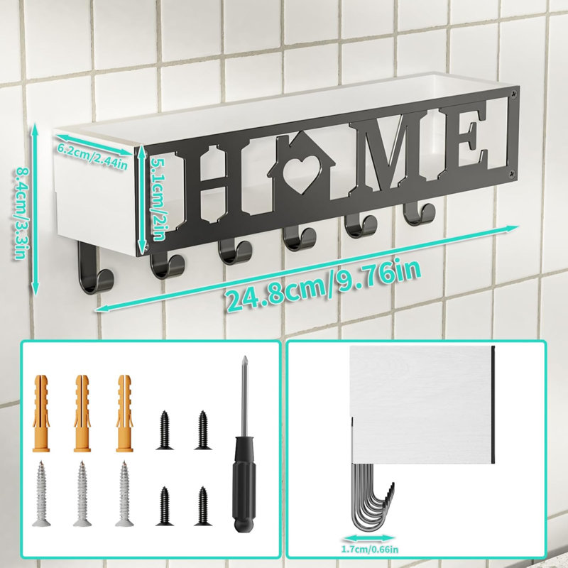 Alarico Manufactured Wood Wall Organizer, White