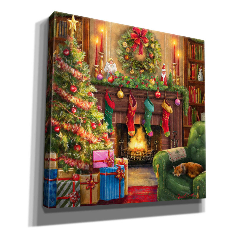 Cozy Christmas Evening by Ali Corti - Unframed Print on Canvas, 18" H x 18" W x 0.75" D