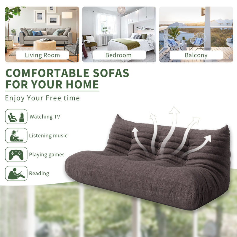 Clinchport Boneless Lazy Sofa, Bean Bag Chair, 3 Seat Sofa Compression Floor Sofa For Living Room, Bedroom, Gray