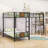 L-Shaped Twin Over Twin And Twin Bunk Bed With Built-In Desk, Ladder And Shelf