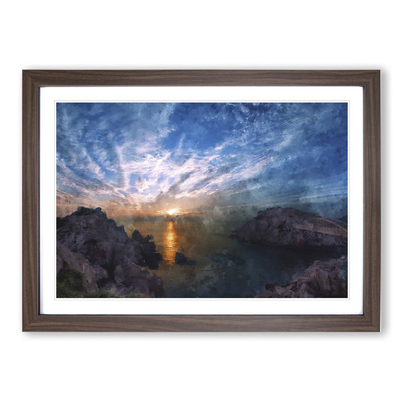 Beautiful Sunrise - Picture Frame Painting, 36cm H x 48cm W x 2cm D, Walnut Framed