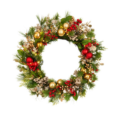 Pre-Lit Berry Mixed Tip Wreath