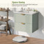 Ensemble de meuble-lavabo mural avec deux lavabos et lavabos en céramique, offrant beaucoup de rangement et une installation facile pour les petites salles de bain-2074192131