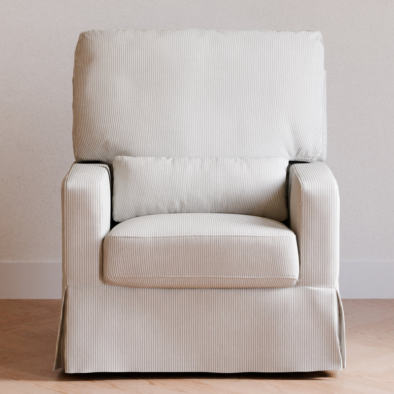 Fog Chatham Stripe Upholstered Swivel Glider with Pillowback