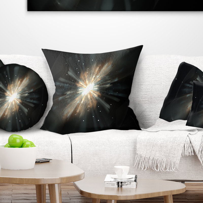 Fractale étoile galaxie - coussin imprimé abstrait, 18 po x 18 po, Carré