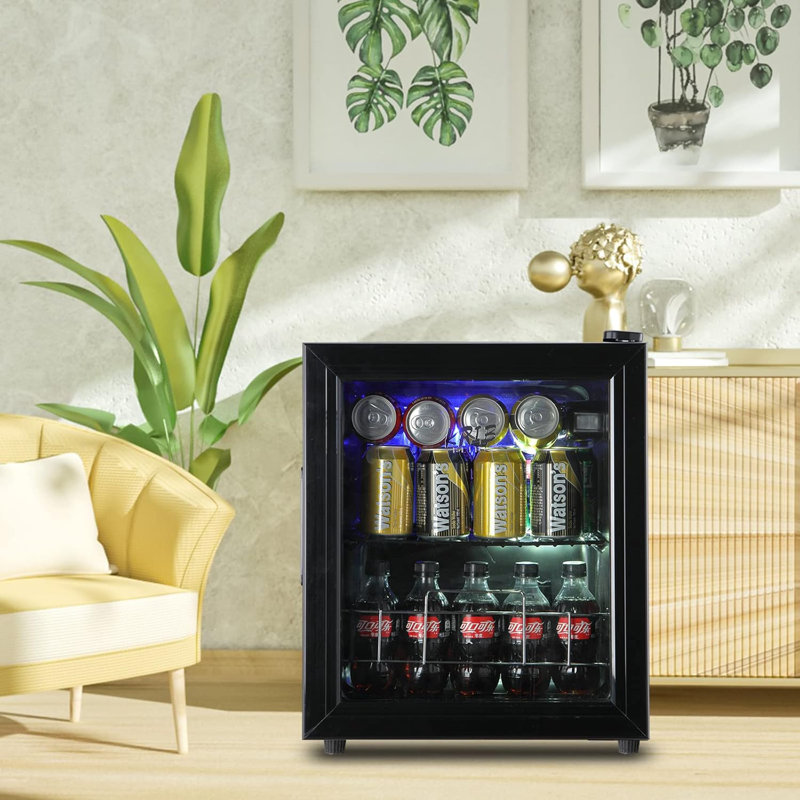 17"W 60 Cans 1.6 Cubic Feet Freestanding Mini Beverage Refrigerator