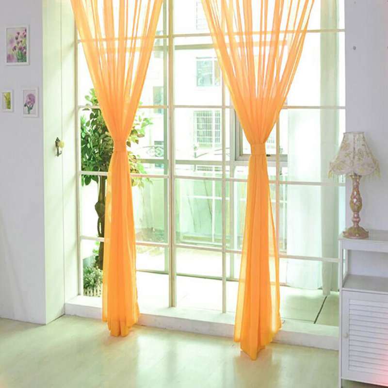 Lachlan Sheer Voile Window Curtain Panel, Orange