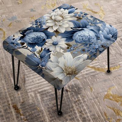 Coastal Tranquility Victorian Pattern III - Floral Rectangle Ottoman