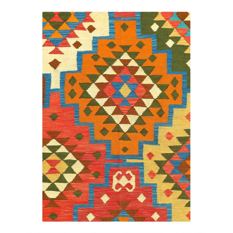 Felizarda Geometric Area Rug in Green