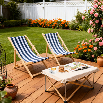 2 pièces de chaise longue pliante en bois Populus bleu foncé pour une détente en plein air, capacité de poids de 220 lb, chaises de largeur de 25,2 po de plage, de jardin, de bord de piscine,