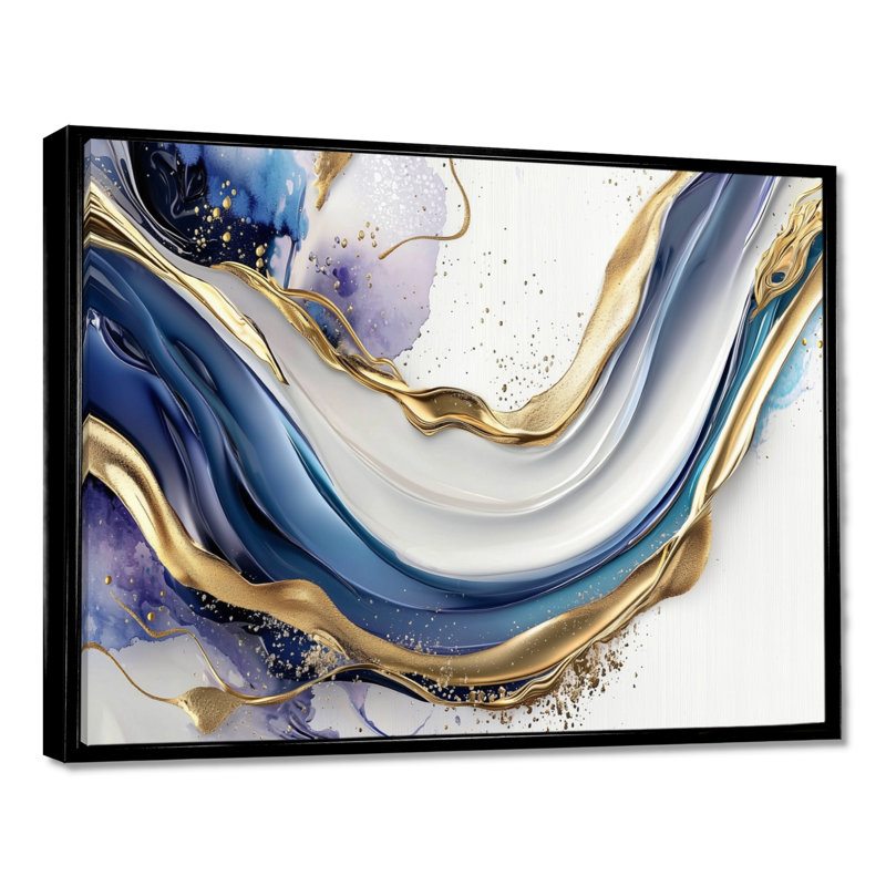 «Ratchford Golden Silence Of Minimal Marble Waterfall I», art mural minimaliste abstrait, H 30 po x l 40 po