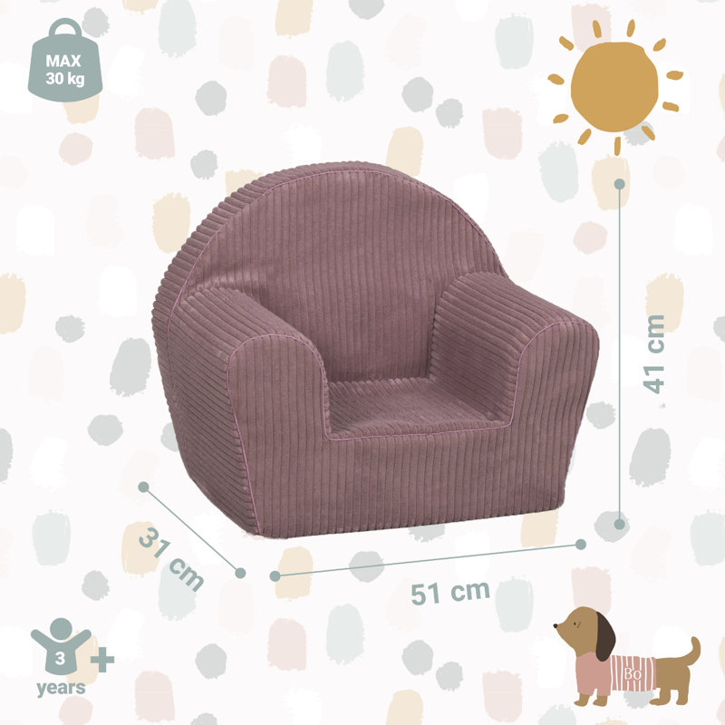 Kids Foam Armchair with Removable Washable Cover | Lightweight Foam Toddler Chair Ages 3-6 | Reading & Playroom Furniture