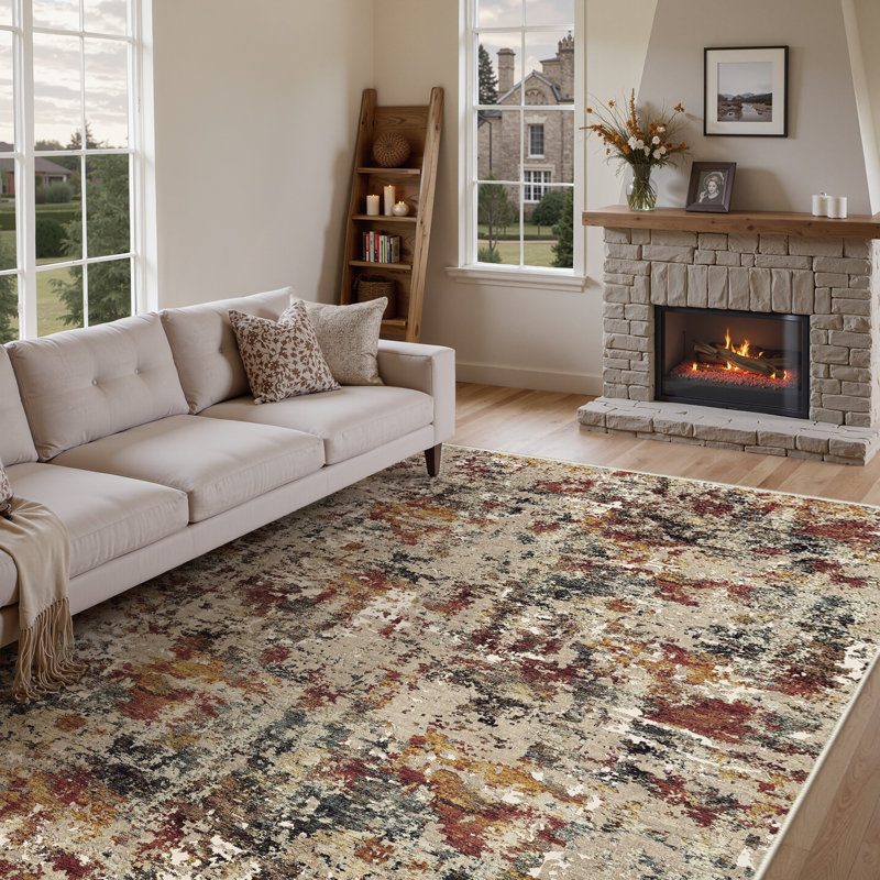 Asher Modern Abstract Machine Washable Area Rug With Non-Slip Backing, Rectangle 8' x 10', 0.28"