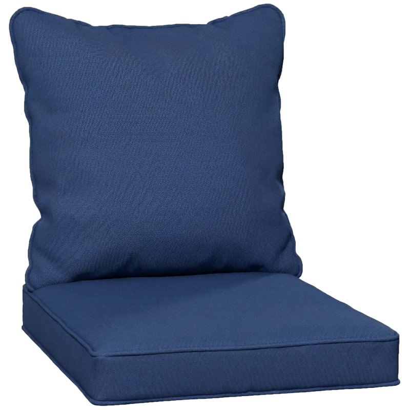 Outsunny Cushion Set with 1 Seat Cushion and 1 Back Pad, Blue