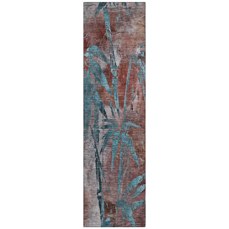 Machine Washable Indoor/Outdoor Lafferty ACN2222 Botanical Rug, Runner 2'3" x 7'6"