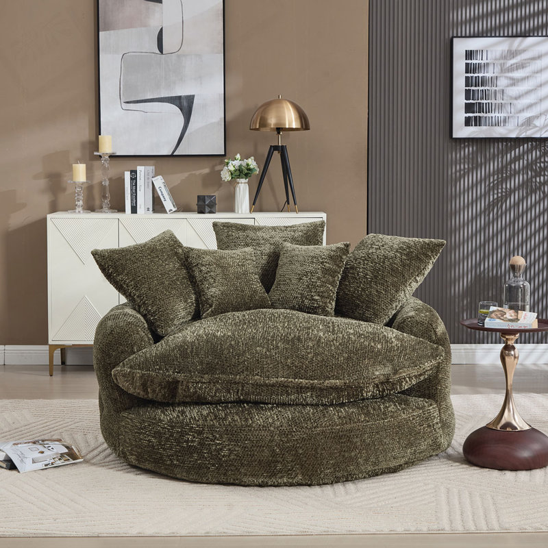 Fauteuil à billes en polyester avec 5 coussins, Polyester vert