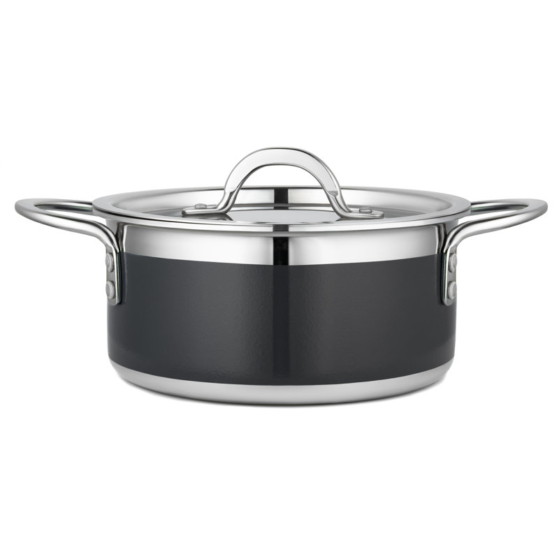Marmite en acier inoxydable avec couvercle Bon Chef, Noir, 2,28 pte