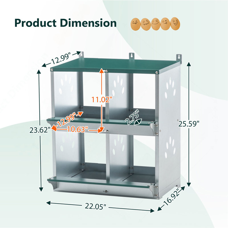 Boîtes de nidification à 4 compartiments pour poules, boîtes de nidification en métal pour œufs
