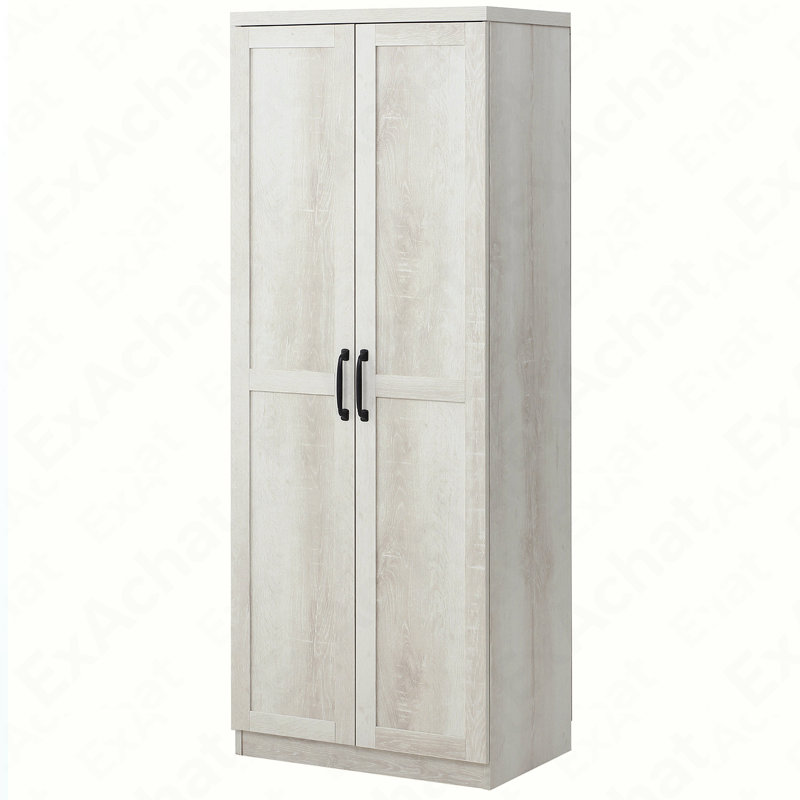 Buzia 63" 2-Door Kitchen Pantry, Freestanding Storage Cabinet with 5-tier Shelving and 2 Adjustable Shelves, Antique White