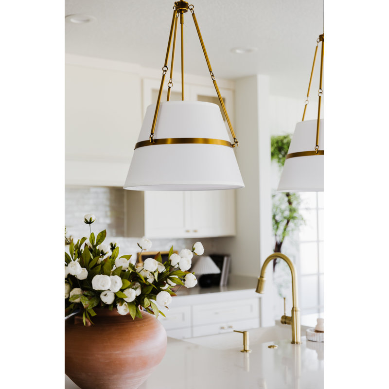 Oliver 1 - Light Pendant, Aged Gold/White Linen