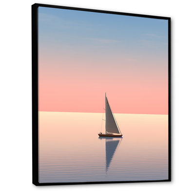 Photo de voilier rose et bleu côtier, calme et rose sur toile
