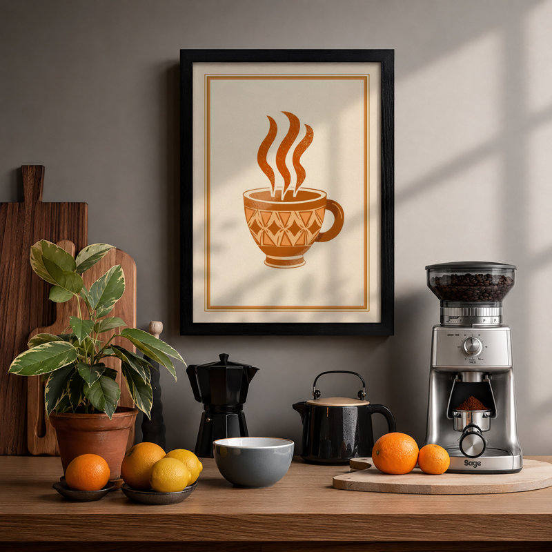 Morning Warmth Minimalist - Framed Print, A2 - 59.4 x 42.0 cm, Black