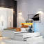 Lit plateforme simple avec tête de lit à DEL, 3 tiroirs et lit gigogne, blanc, aucun sommier requis, blanc-665050706