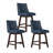26" Swivel Counter Bar Stools, Counter barstools with Wood Frames, Dark Blue-1714014787-1714014796