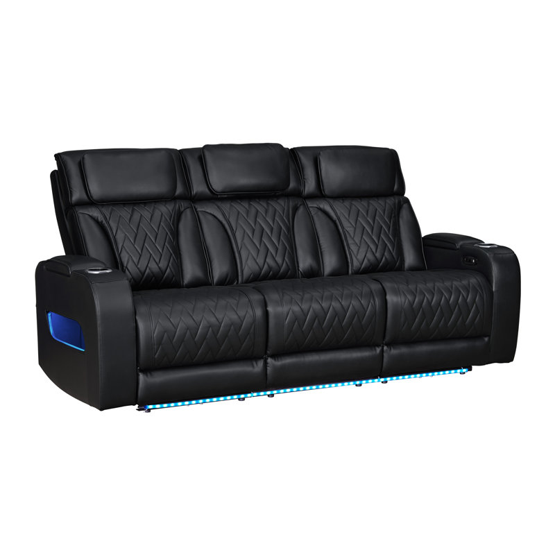 Canapé inclinable électrique en cuir noir 84 po Jazz Aire Transformer, Noir