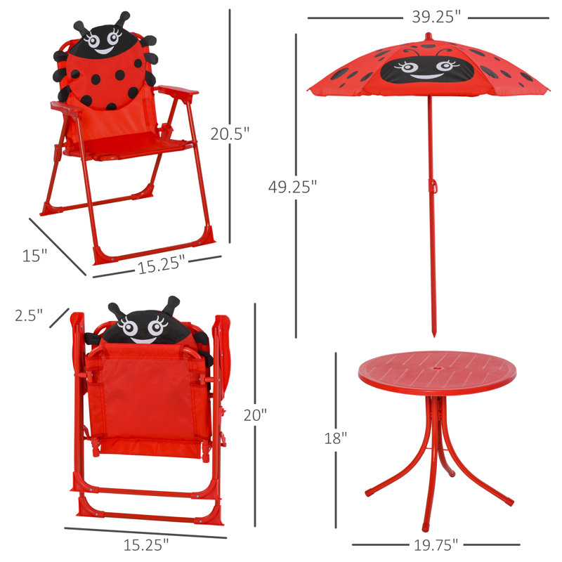 Ensemble de table de pique-nique pliable et de chaises pour enfants Lori 4 pièces